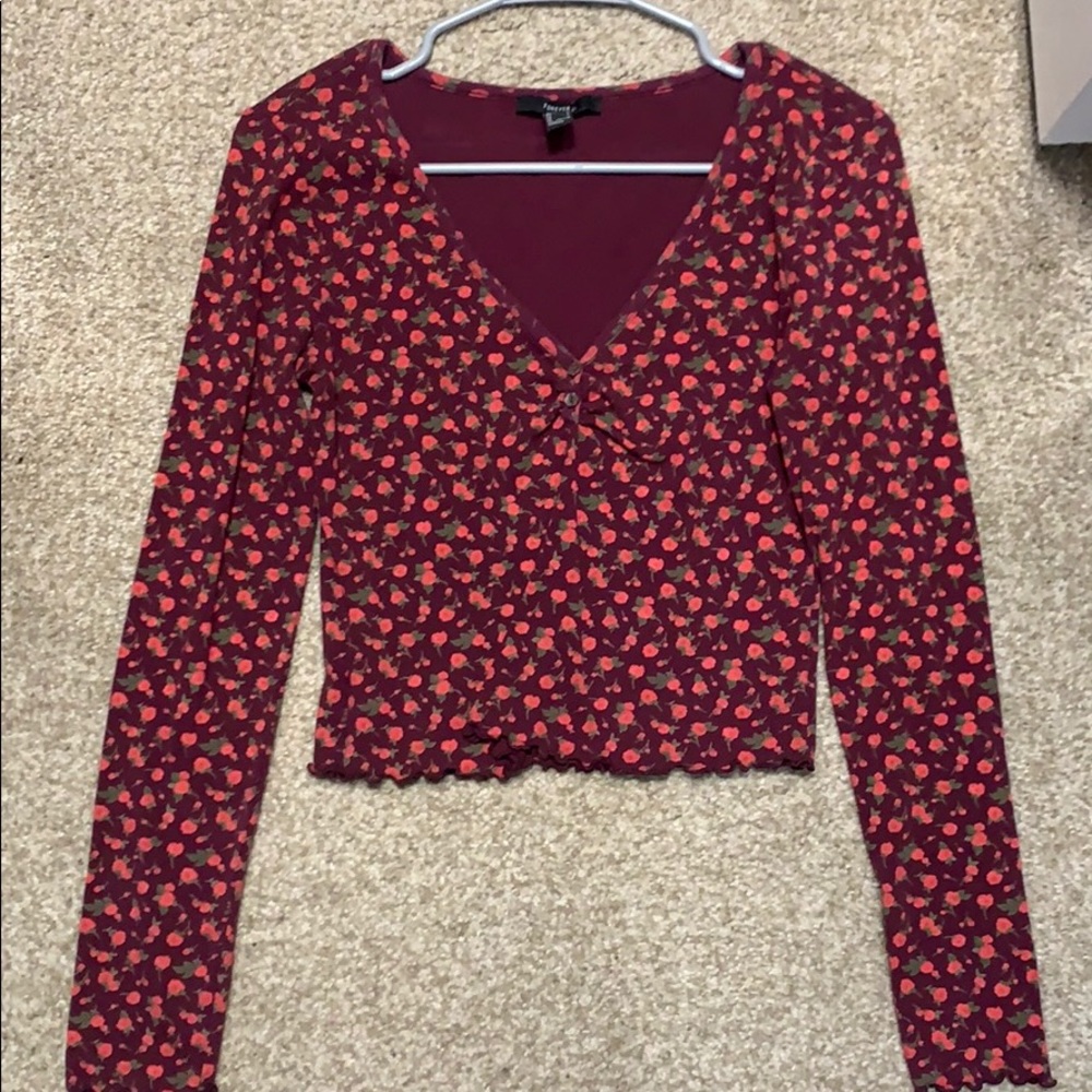 Floral v neck long sleeve